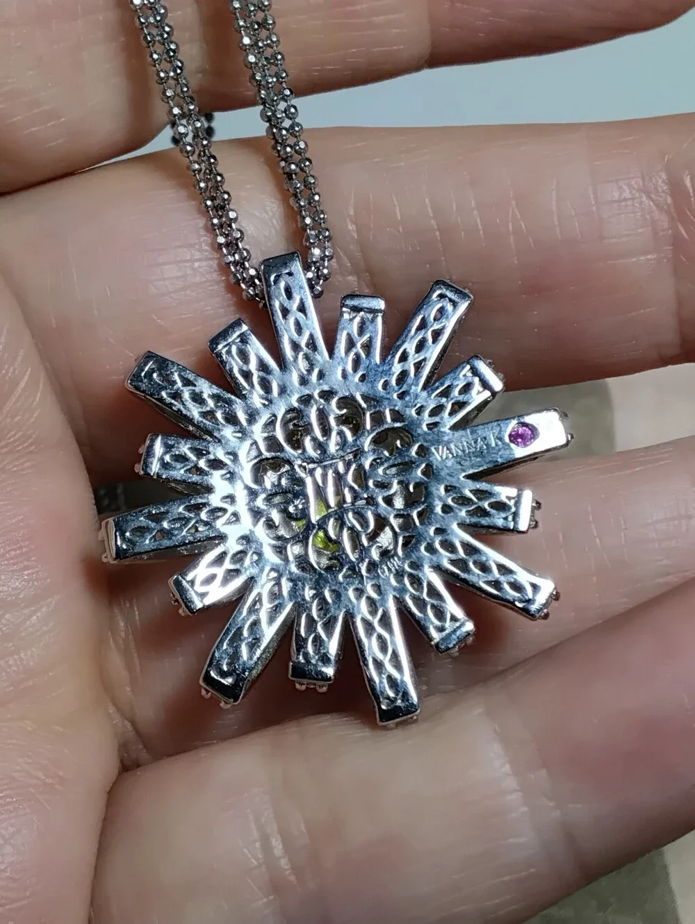 Vanna K CZ 925 Silver Sunburst Necklace